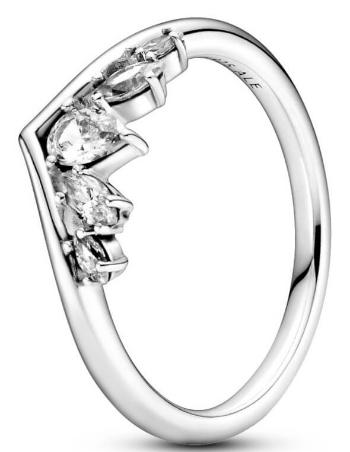Pandora Něžný stříbrný prsten s kamínky Wishbone 199109C01 52 mm