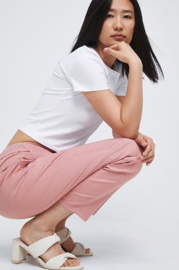 Kalhoty Medicine dámské, růžová barva, jednoduché, high waist