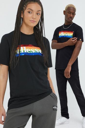 Bavlněné tričko Ellesse Rainbow Pack černá barva, s aplikací