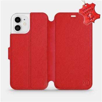 Flipové pouzdro na mobil Apple iPhone 12 - Červené - kožené -   Red Leather (5903516374830)