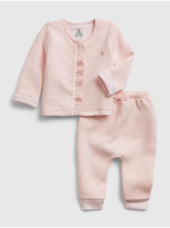 Růžový holčičí baby set quilted outfit