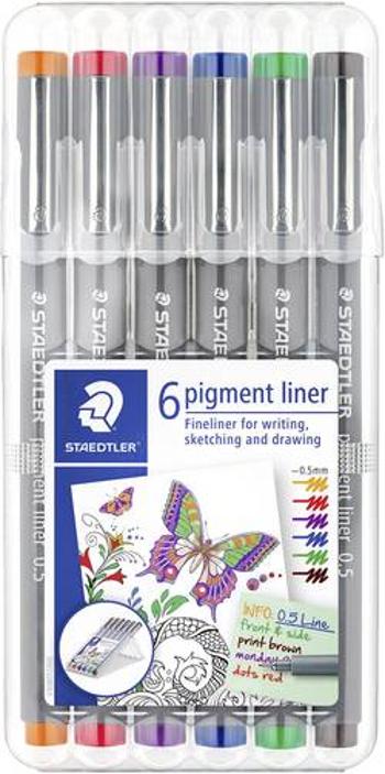 Staedtler 30805-SSB6 pigment liner 308 popisovač 6 ks/bal. oranžová, červená, fialová, modrá, zelená, hnědá 0.5 mm 6 ks