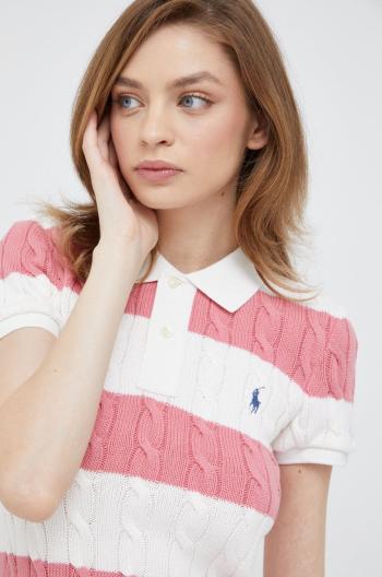 Bavlněný svetr Polo Ralph Lauren dámský, růžová barva, lehký