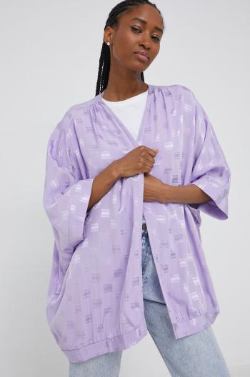 Kimono Answear Lab fialová barva, bez zapínání