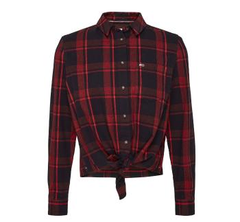 Tommy Hilfiger Tommy Jeans dámská červeno-černá košile s uzlem TJW CHECK FRONT KNOT SHIRT
