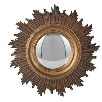 Zlaté antik nástěnné vypouklé dekorační zrcadlo - Ø 18*2 cm 62S250