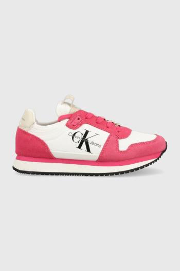 Sneakers boty Calvin Klein Jeans RUNNER SOCK LACEUP NY-LTH WN růžová barva
