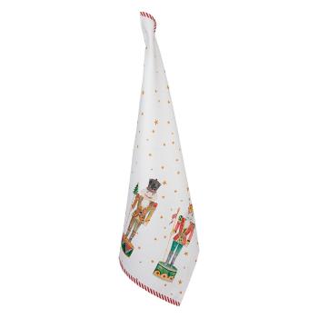 Bílá bavlněná utěrka s louskáčky Happy Little Christmas - 50*70 cm HLC42-2