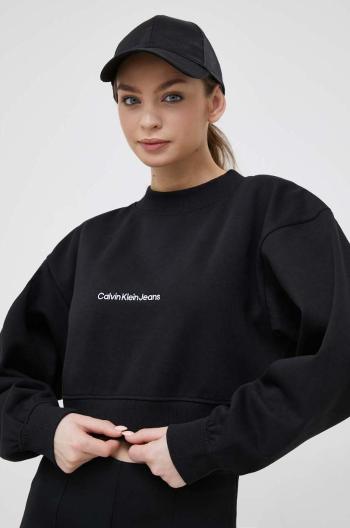 Mikina Calvin Klein Jeans dámská, černá barva, s aplikací