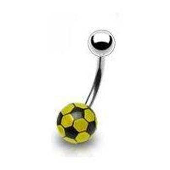 Šperky4U Piercing do pupíku - fotbalový míč, barva žlutá - BA01030-Y