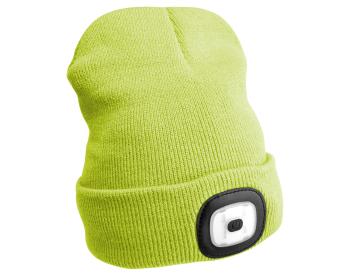 Čepice s čelovkou 180lm, nabíjecí, USB, uni velikost, bavlna/PE, fluorescentní žlutá SIXTOL