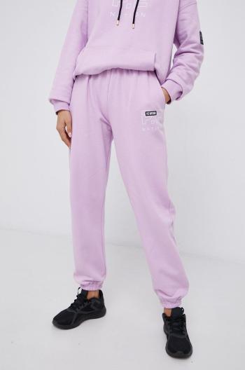 Bavlněné kalhoty P.E Nation dámské, fialová barva, hladké