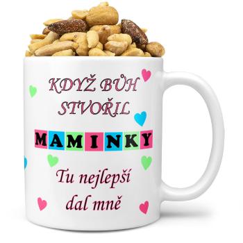 Hrnek Když bůh stvořil maminky (Náplň hrníčku: Směs slaných oříšků)