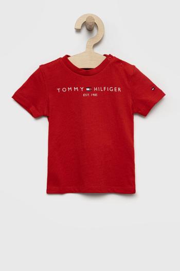 Dětské bavlněné tričko Tommy Hilfiger červená barva, s potiskem