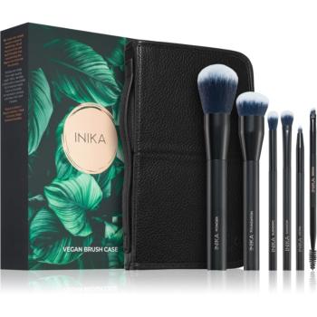 INIKA Organic Brush Case With Brushes sada štětců s pouzdrem 6 ks