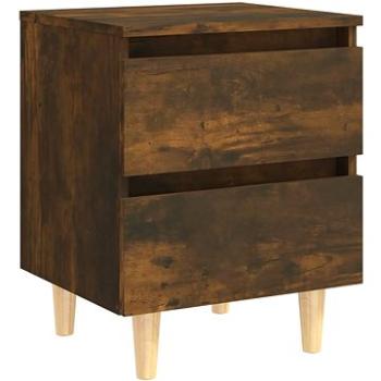SHUMEE Noční stolek masivní dřevěné nohy kouřový dub 40 × 35 × 50 cm, 813122 (813122)