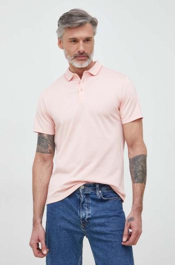 Polo tričko Guess růžová barva, s aplikací
