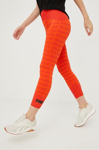 Tréninkové legíny adidas Performance Marimekko dámské, oranžová barva, vzorované