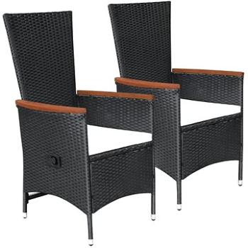 Zahradní židle 2 ks s poduškami polyratan černé 47675 (47675)