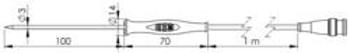 Vpichovací sonda Greisinger GF1T-E3-B-BNC 480620, -70 do +250 °C, 100 mm, typ senzoru=Pt1000