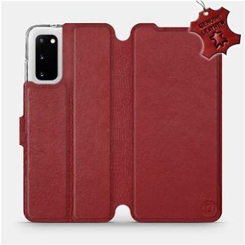 Flip pouzdro na mobil Samsung Galaxy S20 - Tmavě červené - kožené -   Dark Red Leather (5903516169559)