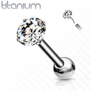 Šperky4U Cartilage piercing do ucha TITAN, 1,2 x 8 mm zirkon 3 mm - TIT1125-1208-03