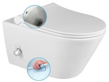 SAPHO AVVA závěsná WC mísa Rimless, integrovaná baterie a bidet. sprška, 35,5x53 cm, bílá 100315