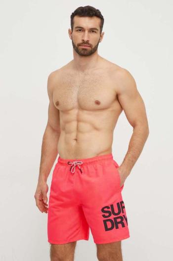 Plavkové šortky Superdry růžová barva