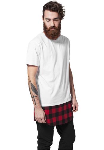 Urban Classics Long Shaped Flanell Bottom Tee wht/blk/red - M