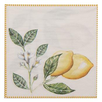 Papírové ubrousky s citróny Lemons & Leafs - 33*33 cm (20ks) LEL73
