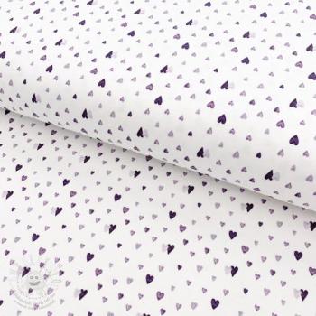 Úplet Snoozy fabrics Hearts violet digital print