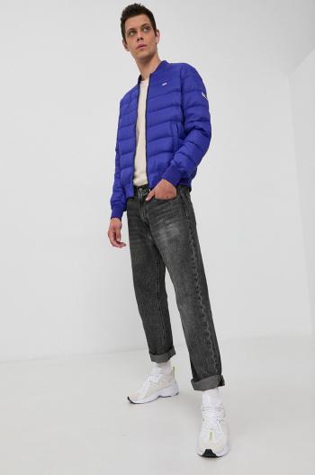 Péřová bunda bomber Tommy Jeans pánská, tmavomodrá barva, zimní