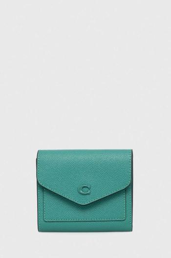 Kožená peněženka Coach zelená barva