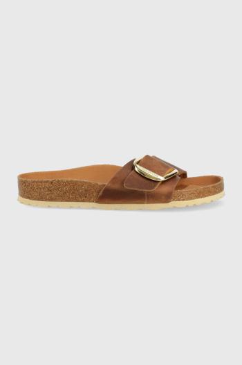 Kožené pantofle Birkenstock MADRID BIG BUCKLE dámské, hnědá barva, 1006524