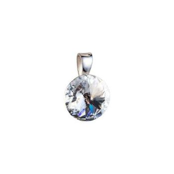 Stříbrný přívěsek s krystaly Swarovski bílý kulatý-rivoli 34112.1, crystal