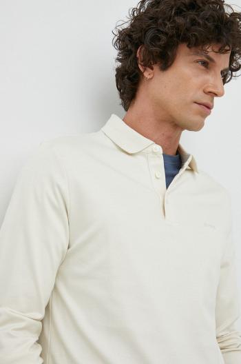 Bavlněné tričko s dlouhým rukávem BOSS bílá barva