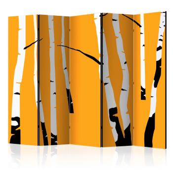 Paraván Birches on the orange background Dekorhome 225x172 cm (5-dílný)