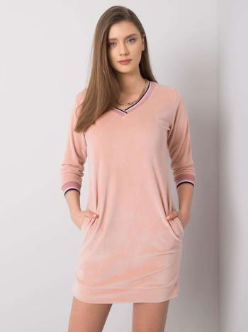 SVĚTLE RŮŽOVÉ DÁMSKÉ ŠATY S KAPSAMI WN-SK-001.09-PINK Velikost: XL