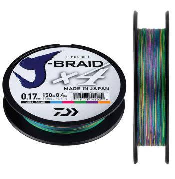 Daiwa splétaná šňůra j-braid multi color 300 m-průměr 0,22 mm / nosnost 17 kg