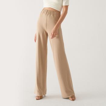 Wide Leg Knit Pants Beige – S