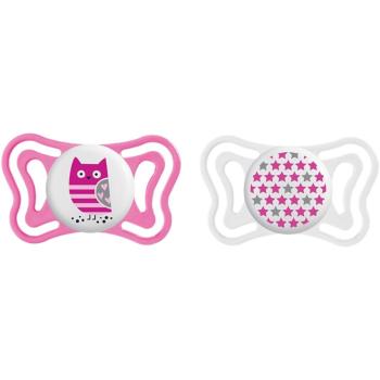 Chicco Physio Light 6-16m dudlík Girl- Owl/Stars 2 ks