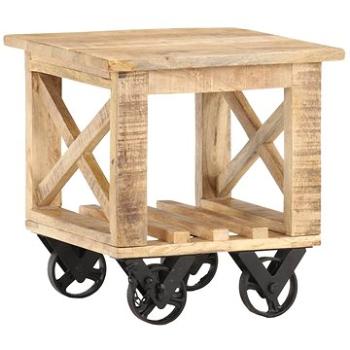 Odkládací stolek s kolečky 40x40x42 cm hrubý mangovník (320936)