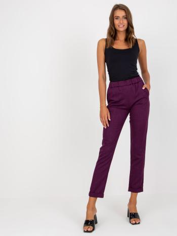 Tmavě fialové elegantní kalhoty -LK-SP-506616.84-dark violet Velikost: 42