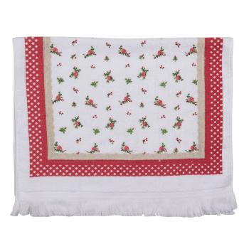 Kuchyňský froté ručník s květy a červeným okrajem - 40*66 cm CT022