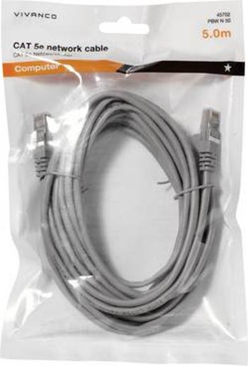 Síťový kabel RJ45 Vivanco 45702, CAT 5e, 5.00 m, šedá