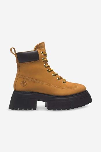 Semišové boty Timberland Sky 6 IN Laceup dámské, hnědá barva, na platformě, lehce zateplené, A2KMU-BROWN