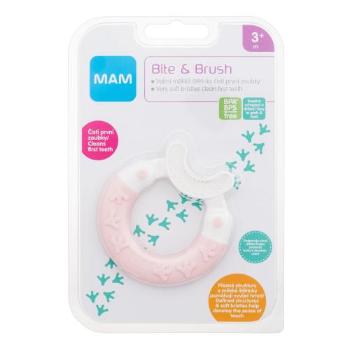 MAM Bite & Brush Teether 3m+ Pink 1 ks klasický zubní kartáček pro děti