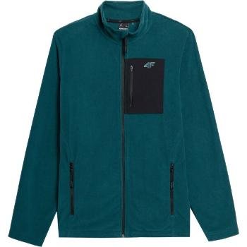 4F FLEECE JACKET Pánská fleecová mikina, zelená, velikost