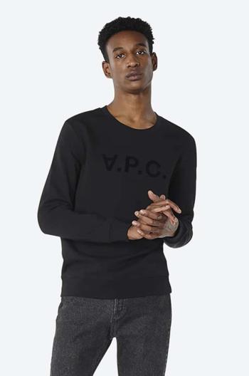 Bavlněná mikina A.P.C. Sweat Vpc COECQ-H27378 BLACK pánská, černá barva, s aplikací