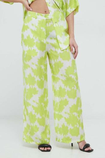 Kalhoty Armani Exchange dámské, zelená barva, široké, high waist